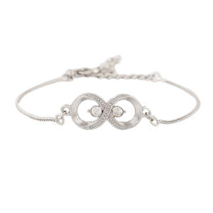 Diamante Collection: Estele Rodium Plated Eternal Knot Bracelet With Austrian Crystals For Men & Women