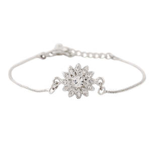 Diamante Collection: Estele Gold Plated Sublime Floral Bracelet With Austrian Crystals For Men & Women