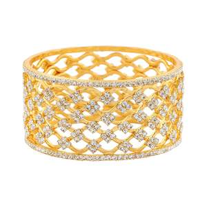 Diamante Collection: Estele Gold Plated Scintillating Bangle with Glowing Crystals for Women