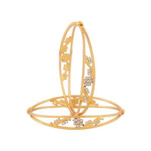 Diamante Collection: Estele Gold Plated Blooming Designer Bangle with Crystals