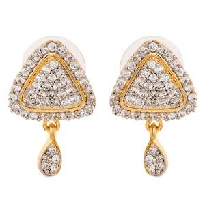 Estele Gold Plated American Diamond Ruby Mariposa lily Stud Earrings for women