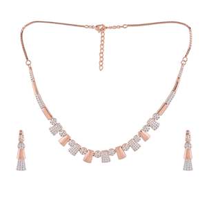 Diamante Collection: Estele Rose Gold Plated CZ Stunning two tone Necklace Set for Women