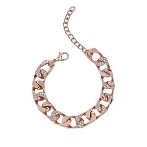 Rose Gold: Estele Rose Gold Plated Dazzling Cuban Bracelet for Women/ Men