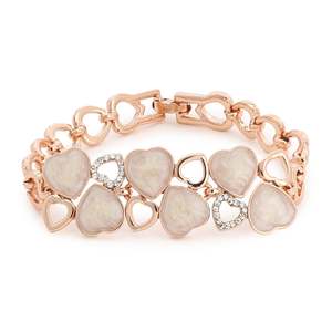 ESTELE Grey Enamel With White Austrian Crystal Stone Bracelet