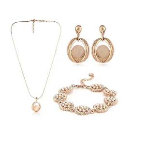 Rose Gold: ESTELE - Rose Gold Earring, Pendant & Bracelet Combo