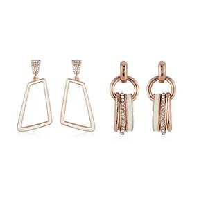Rose Gold: Elegant Rose Gold & Enamel Party Earrings Set