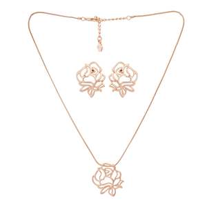 Estele - 24 Kt Rose Gold Plated FLOWER Pendant Set for women