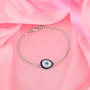 Evil Eye: Estele Rhodium Plated Designer Evil Eye Bracelet With Austrian Crystals For Men & Women