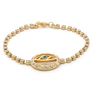 Evil Eye: Evil Eye Bracelet With White Austrian Crystal