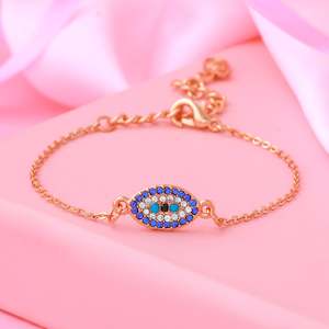 Evil Eye: Evil Eye Rose Gold Bracelet Using Austrian Stones
