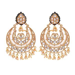 Legacy: Traditional Polki Pearl Chandbali Earrings For Women Girls