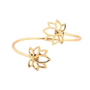 Estele Gold Plated Antique Floret Lotus Bracelet for Women