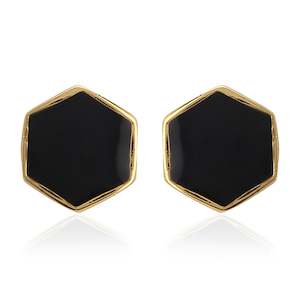 9 To 5: MY HEART OF BLACK HEXAGON ENAMEL EARRING