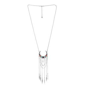 Estele Oxidised Cresent Shape Enamel with Leaf Dangler Pendant for Women