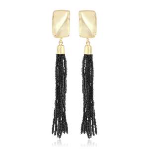 Evening Ears: Black Beaded Tassel Earring