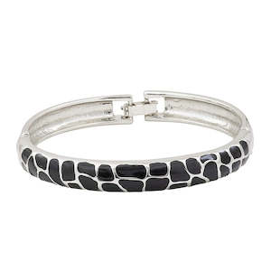 Estele Rhodium Plated Pathway Enamel Cuff Bracelet for women