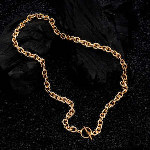 Mens Edit: Estele Gold Plated Thick Shackles Chain for Men with Toggle Bar