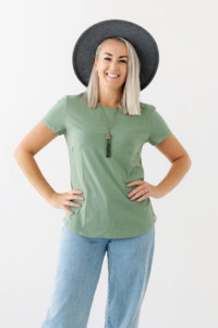 Breastfeeding T Shirts: Sage Everyday Tee | Horizontal Zip