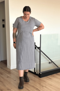 Navy Stripe Breastfeeding Dress