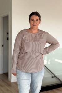 Tan Stripe Classic Top