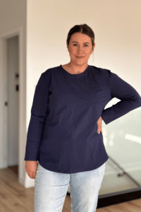 Navy Zip Top | Horizontal Zips