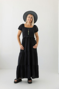Black Shirred Dress