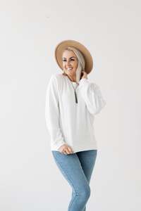 Long Sleeve Breastfeeding Tops: White Waffle Top