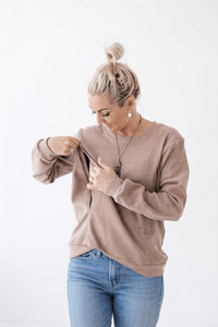 Long Sleeve Breastfeeding Tops: Chocolate Waffle Top