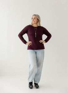 Wine | Fur lined Crew Sweatshirt