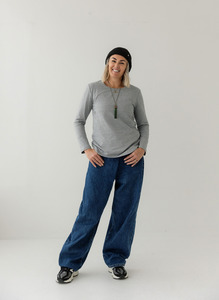 Grey Everyday Long sleeve Top | Horizontal Zip