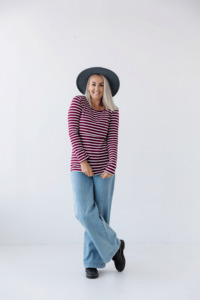 Size 22: Maroon Stripe Top | Classic