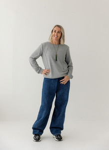 Long Sleeve Breastfeeding Tops: Grey Waffle Top