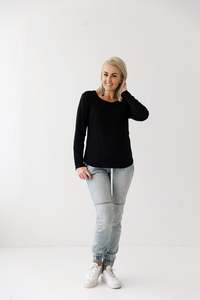 Products: Black Long Sleeve Top | Diagonal Zips