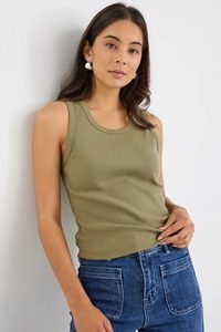 Cobble Rib Cutaway Tank – Khaki - Estilo Boutique