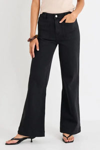 Zoey Petite High Rise Wide Leg Pocket Jean – Black - Estilo Boutique