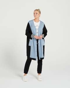 Theory Cardi- Dusky Blue/Black