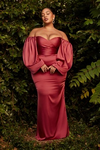 Off shoulder L/sleeve satin EFWAC2847 Sunset Rust
