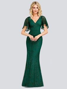 Ball Gowns – Etcetera Bridal: Sequin Sleeve EFEP00838 Green