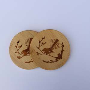 Products: Fantail engraved bamboo bottle opener coaster - set 2