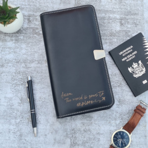 Christmas Ornaments: Personalised leather travel wallet