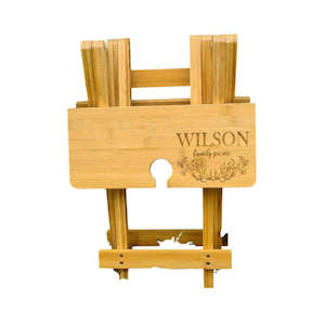 Personalised Gifts: Engraved Bamboo Picnic Table - Foldable & Portable