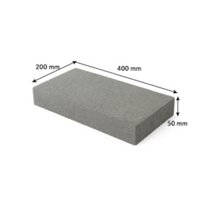 Products: Sand grey 400×200×50 concrete paver for patios and pathways