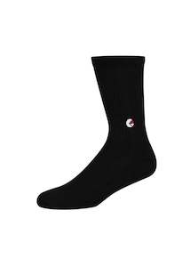 All Socks Exc Moto: Boys Black Crew Sock - White Logo