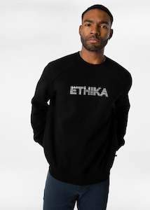 Mens Pullovers Hoodies: Mens Crew Neck Fleece - Scrap Logo Black