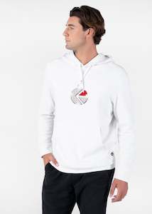Mens Pullovers Hoodies: Mens Pullover Hoodie - Familie Trophy White