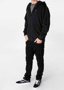Mens Pullovers Hoodies: Zip Hoodie - Solid Black