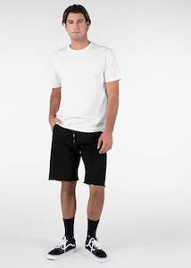 Mens Shorts: Mens Raw Edge Short - Black