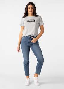 Womens Tops T Shirts: Womens Distressed Tee - Imperial Grey