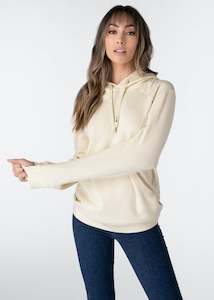 Womens Pullovers Hoodies: Womens Pullover Hoodie - Cream