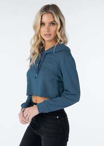 Womens Pullovers Hoodies: Womens Cropped Hoodie - Lake